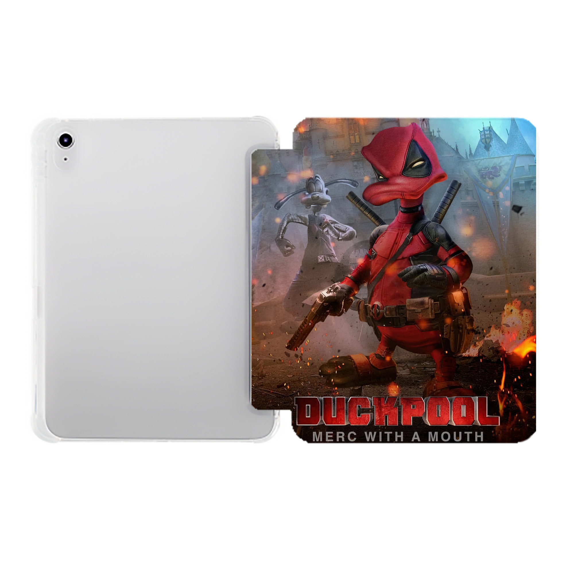 （画像用） Deadpool デッドプール IPad ケース ペン収納付き 三つ折りスタンド PUレザー×シリコン 対応機種9.5/10.5/10.9インチ